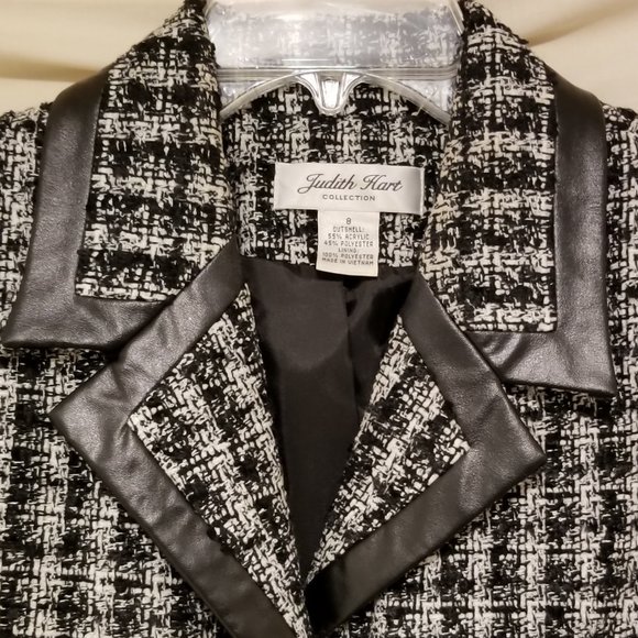 Judith Hart Black & White Tweed Jacket/Blazer size 8 - Picture 6 of 7